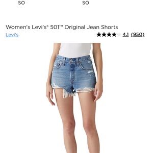 Levi’s 501 button down  Blue Distressed Denim Shorts size 32 high waist